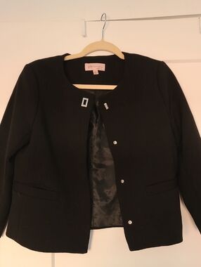 Philosophy Black Collarless Snap-Front Blazer